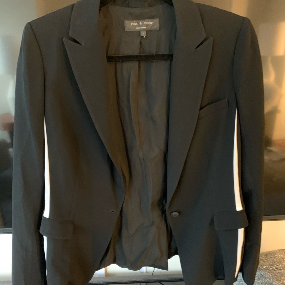 Black blazer with white detail from rag and bone